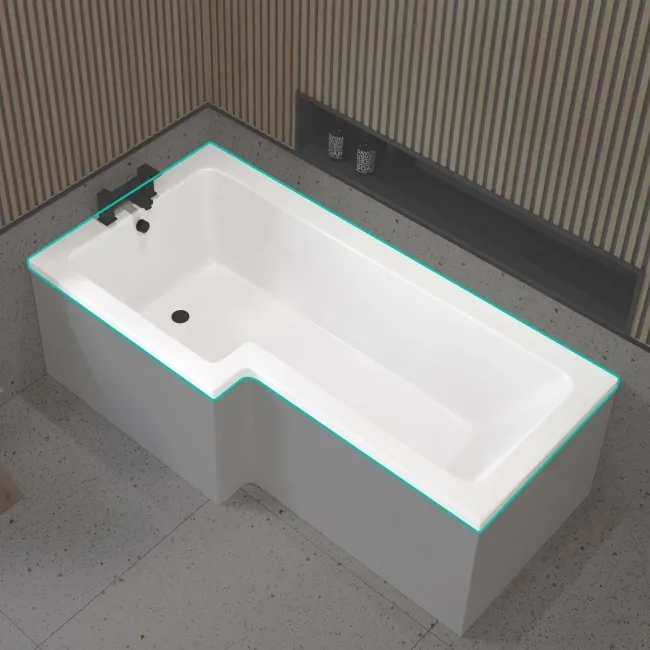L Shaped 1700 Shower Bath - Left Handed