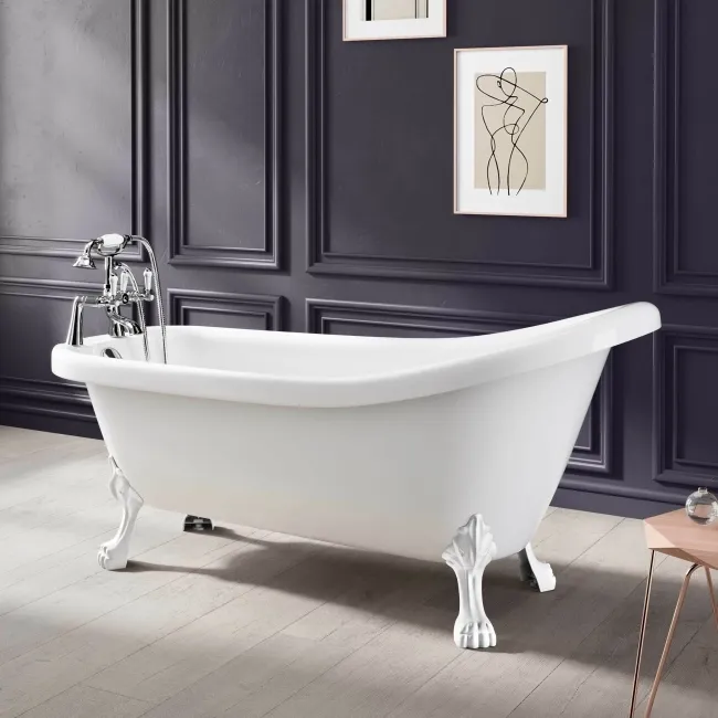 Highbury 1700mm Roll Top Slipper Bath - White Claw Feet