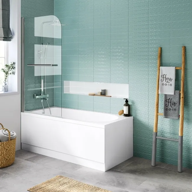 Stafford 1600x700 Shower Bath & 4mm Screen with Rail