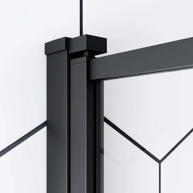 Stafford 1700x700 Round Shower Bath & 6mm Easy Clean Matt Black Framed Bath Screen