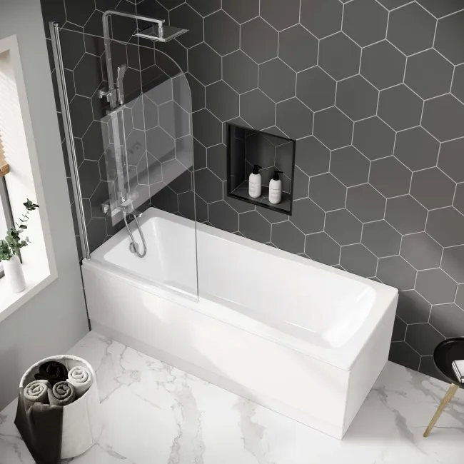Hereford 1700x700 Square Shower Bath & 6mm Easy Clean Screen