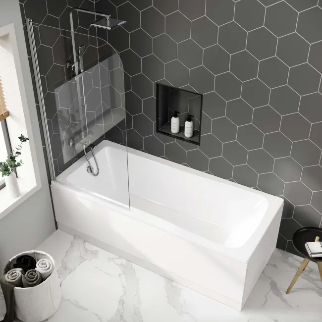 Hereford 1800x800 Square Shower Bath & 6mm Easy Clean Screen