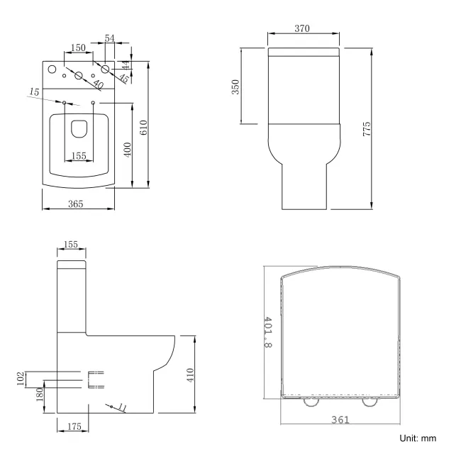 Portland Fully Back to Wall Close Coupled Toilet With Soft Close Seat