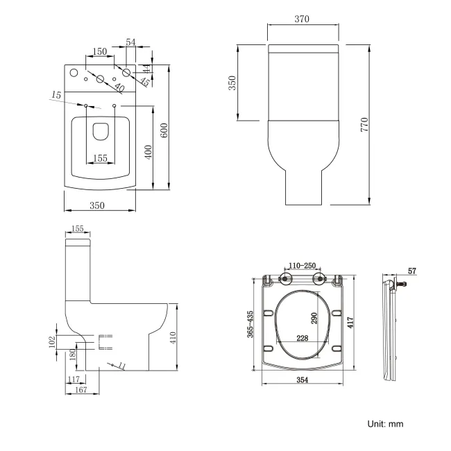 Portland Close Coupled Toilet With Soft Close Slim Seat