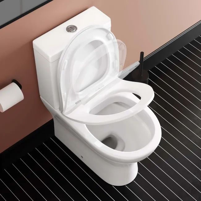Orlando Rimless Fully Back to Wall Close Coupled Toilet With Soft Close Slim Seat