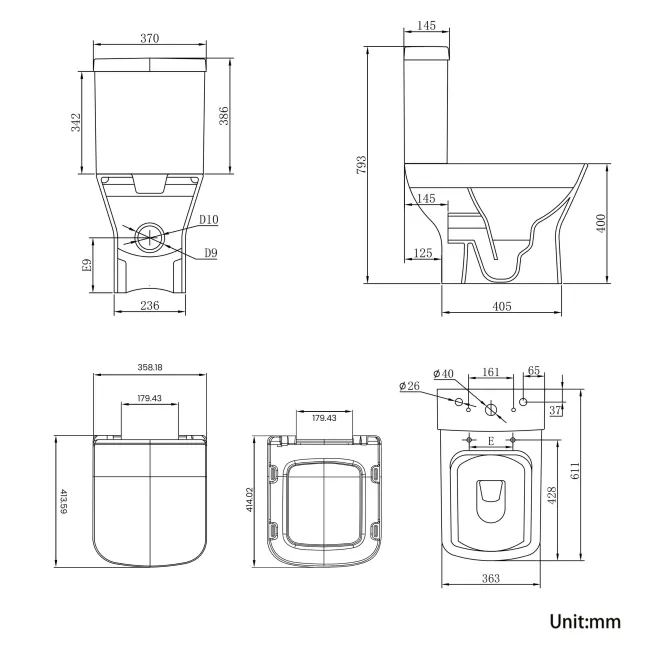 Atlanta Rimless Close Coupled Toilet & Pedestal Basin Set