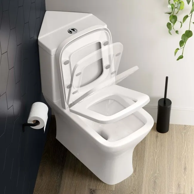 Atlanta Fully Back to Wall Close Coupled Corner Toilet With Soft Close Seat