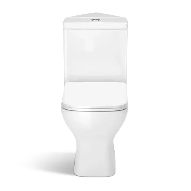 Atlanta Rimless Close Coupled Corner Toilet With Soft Close Slim Seat