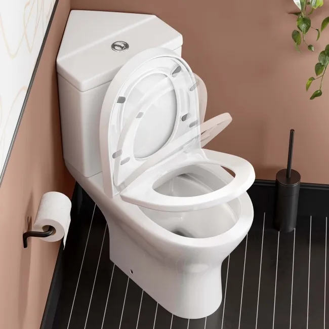 Orlando Rimless Close Coupled Corner Toilet With Soft Close Seat