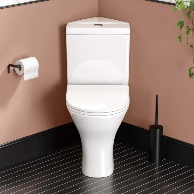 Orlando Close Coupled Corner Toilet With Soft Close Slim Seat