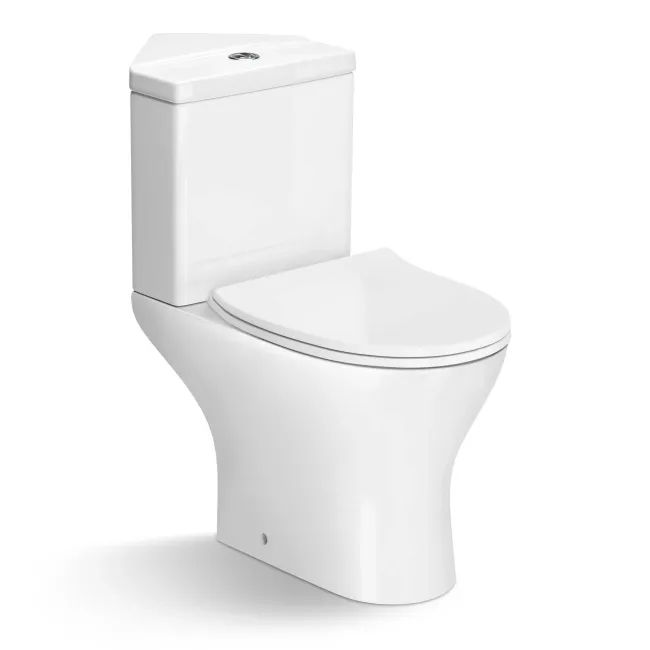 Orlando Rimless Close Coupled Corner Toilet With Soft Close Slim Seat