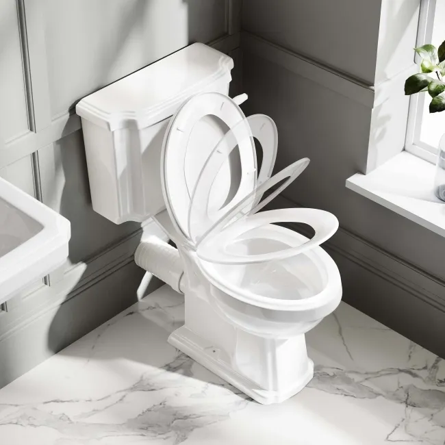 Hudson Traditional Close Coupled Toilet & Pedestal Basin Set - Double Tap Hole