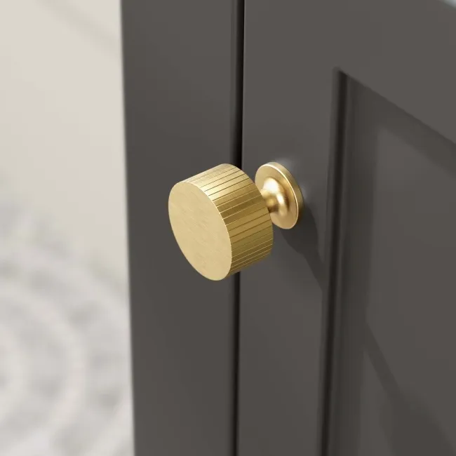 Bermuda Graphite Grey Floor Standing Tall Cabinet 1500x350mm - Brushed Brass Accents