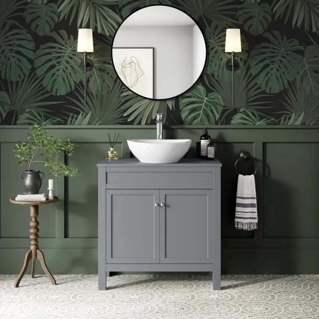 Bermuda Dove Grey Vanity With Oval Counter Top Basin 800mm