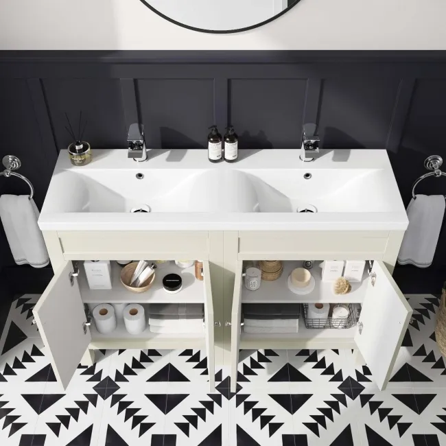 Bermuda Chalk White Double Basin Vanity 1200mm