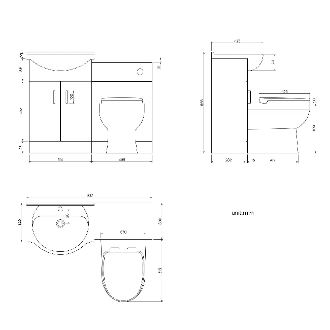 Quartz Stone Grey Combination Vanity Basin and Seattle Toilet 1050mm