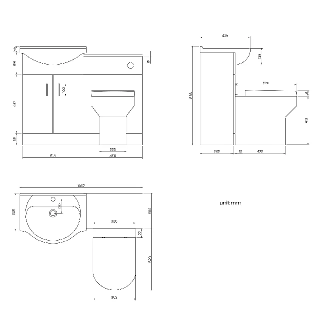 Quartz Stone Grey Combination Vanity Basin and Denver Toilet 1050mm