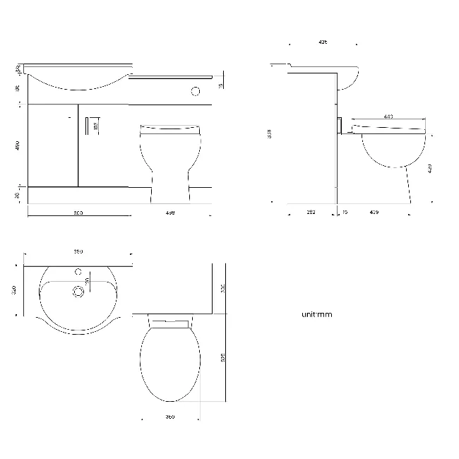 Quartz Stone Grey Combination Vanity Basin and Austin Toilet 1150mm