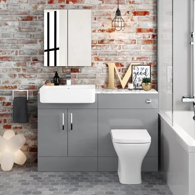 Harper Stone Grey Combination Vanity Basin with Marble Top & Atlanta Toilet 1200mm