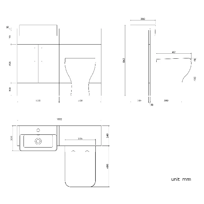Harper Gloss White Combination Vanity Basin & Atlanta Toilet 1000mm