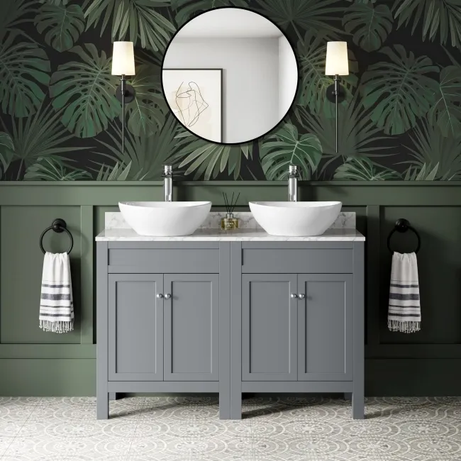 Bermuda Dove Grey Vanity with Marble Top & Oval Counter Top Basin 1200mm