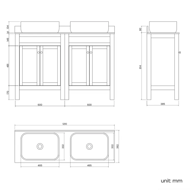 Bermuda Dove Grey Vanity with Marble Top & Curved Counter Top Basin 1200mm