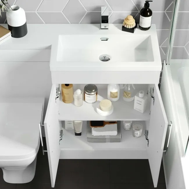 Avon Gloss White Combination Vanity Basin and Atlanta Toilet 1100mm - Right Handed