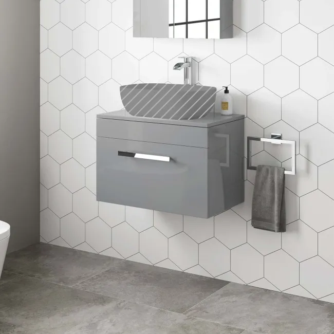 Avon Stone Grey Wall Hung Drawer 600mm - Excludes Counter Top Basin