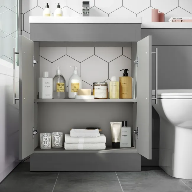 Avon Stone Grey Combination Vanity Basin and Aruba Toilet 1100mm - Left Handed