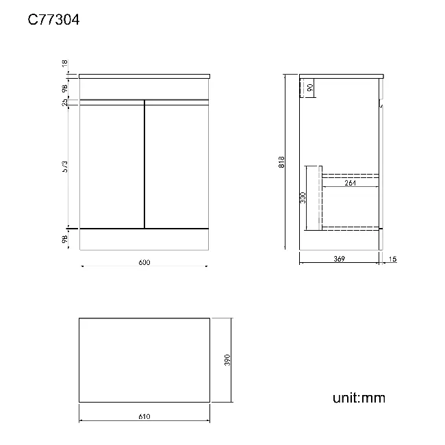 Trent Gloss White Cabinet 600mm - Excludes Counter Top Basin