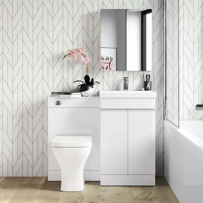 Trent Gloss White Combination Vanity Basin and Atlanta Toilet 1000mm