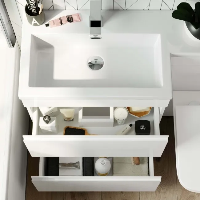 Trent Gloss White Combination Basin Drawer and Atlanta Toilet 1100mm - Left Handed