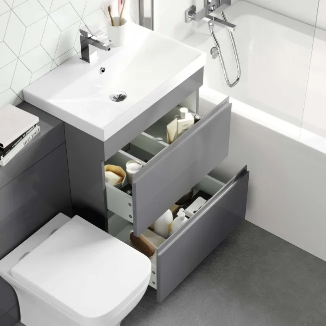 Trent Stone Grey Combination Basin Drawer and Atlanta Toilet 1100mm