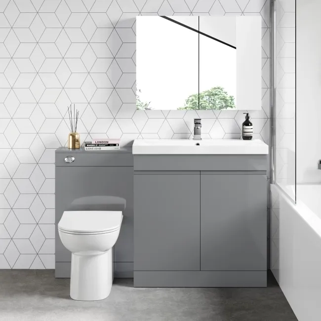 Trent Stone Grey Combination Vanity Basin and Aruba Toilet 1300mm