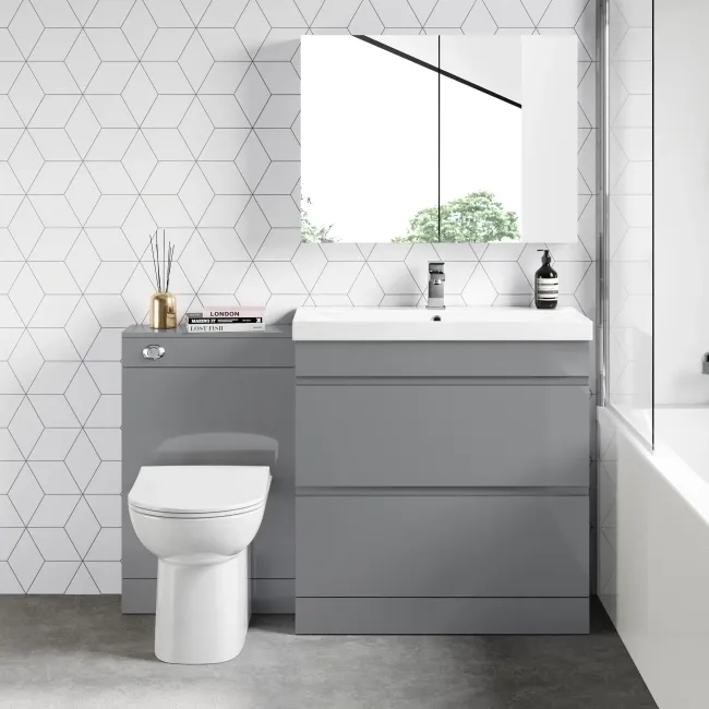 Trent Stone Grey Combination Basin Drawer and Aruba Toilet 1300mm