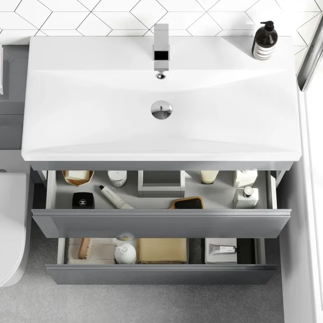 Trent Stone Grey Combination Basin Drawer and Aruba Toilet 1300mm
