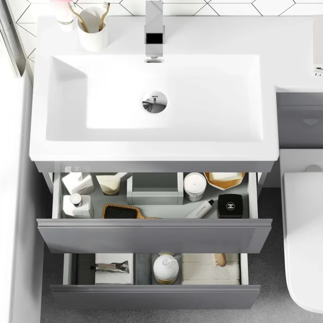 Trent Stone Grey Combination Basin Drawer and Atlanta Toilet 1100mm - Left Handed