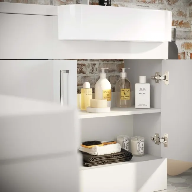 Harper Gloss White Basin Vanity and Back To Wall Toilet Unit 1200mm - Right Handed