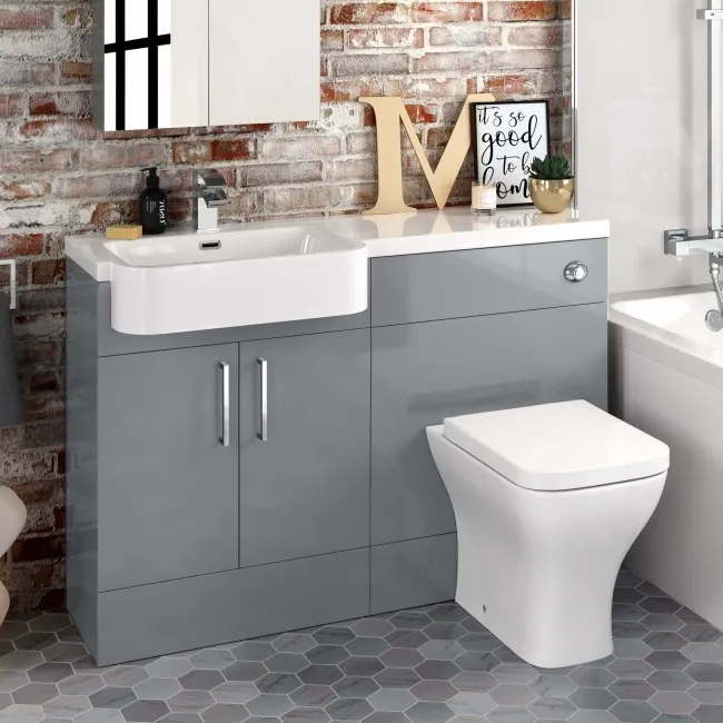 Harper Stone Grey Combination Vanity Basin and Atlanta Toilet 1200mm - Left Handed