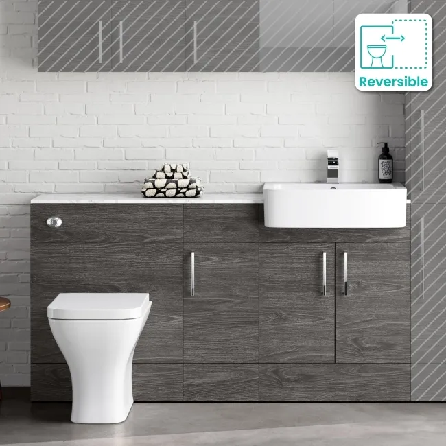 Harper Charcoal Elm Combination Vanity Basin with Marble Top & Atlanta Toilet 1500mm