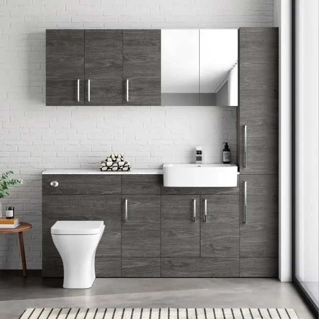 Harper Charcoal Elm Combination Vanity Basin with Marble Top & Atlanta Toilet 1500mm