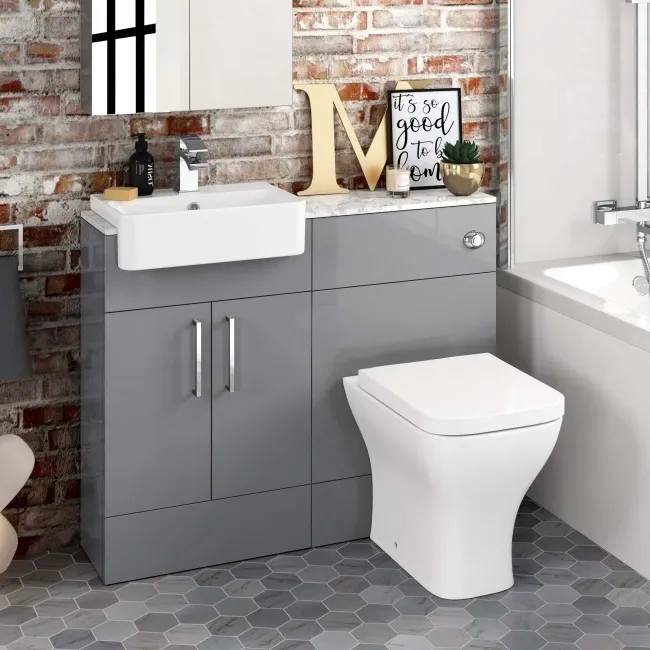 Harper Stone Grey Combination Vanity Basin with Marble Top & Atlanta Toilet 1000mm