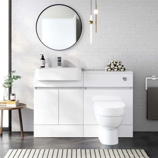 Foster Gloss White Combination Vanity Basin and Seattle Toilet 1200mm