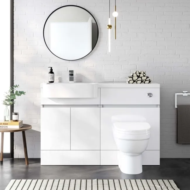 Foster Gloss White Combination Vanity Basin and Seattle Toilet 1200mm - Left Handed