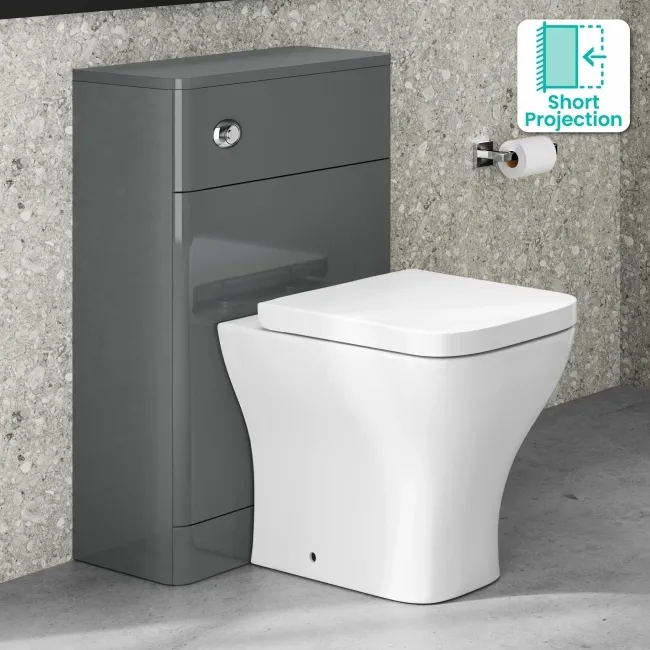 Corsica Curved Storm Grey Slimline Back To Wall Unit and Atlanta Toilet