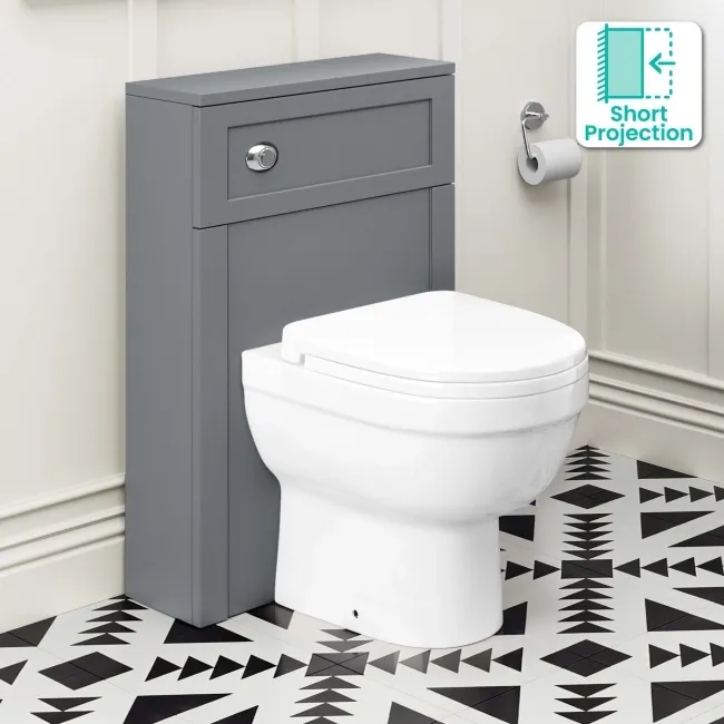 Bermuda Traditional Dove Grey Slimline Back To Wall Unit and Seattle Toilet