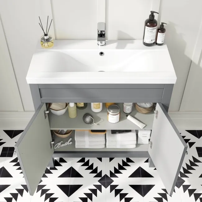 Bermuda Dove Grey Basin Vanity and Back To Wall Unit 1300mm (Excludes Pan & Cistern)