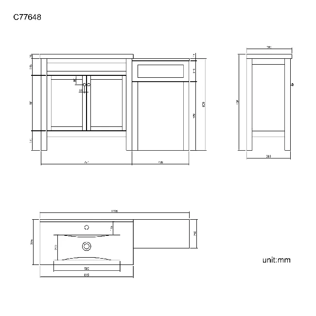 Bermuda Chalk White Basin Vanity and Back To Wall Unit 1300mm (Excludes Pan & Cistern)