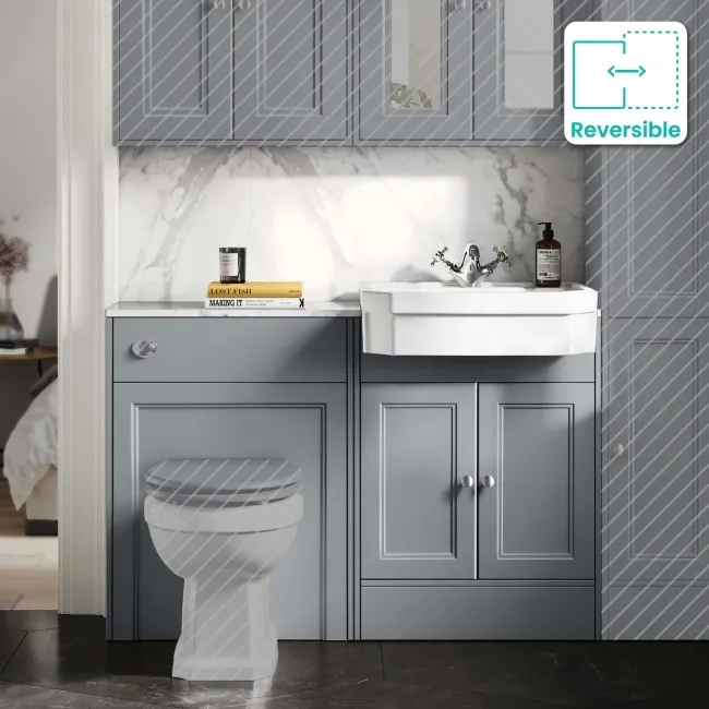 Monaco Dove Grey Combination Vanity Traditional Basin with Marble Top 1200mm (Excludes Pan & Cistern)