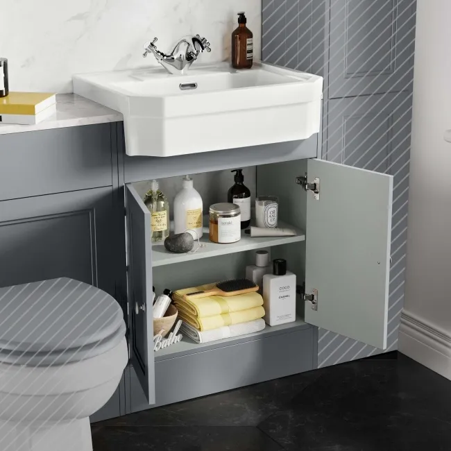 Monaco Dove Grey Combination Vanity Traditional Basin with Marble Top 1200mm (Excludes Pan & Cistern)